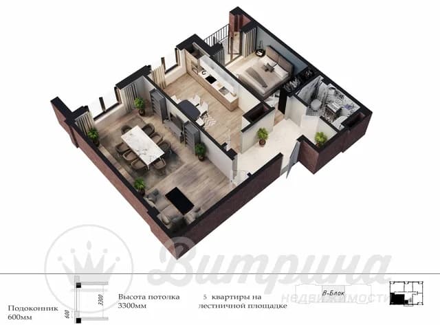 3-комнатная коробка ЖК Parkent Avenue